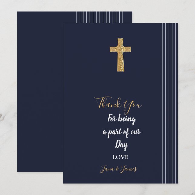 Invitación Tipografía elegante azul marino dorado (Anverso / Reverso)