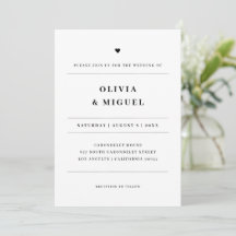 Tipografía elegante boda corazón negro y blanco