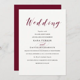 Invitación Tipografía elegante | Boda de Marsala