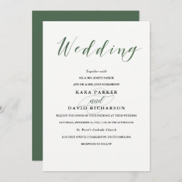 Invitación Tipografía elegante | Boda verde profundo