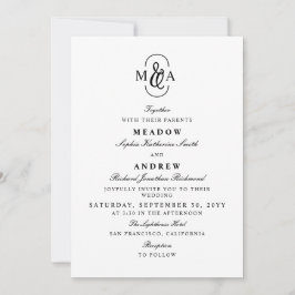 Invitación Tipografía elegante Bodas Monograma Ampersand