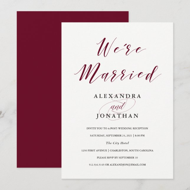 Invitación Tipografía elegante | Ceremonia de post boda Marsa (Anverso / Reverso)