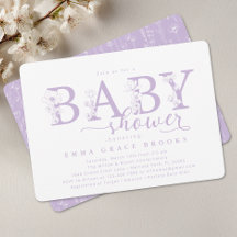 Tipografía elegante de flores de lavanda para baby