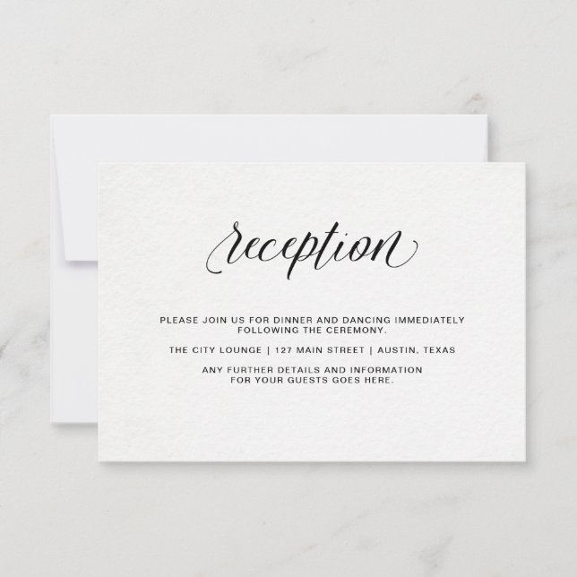 Invitación Tipografía elegante en papel acuarela | Recepción (Anverso)
