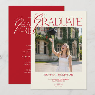 Invitación Tipografía elegante moderna chic foto graduación