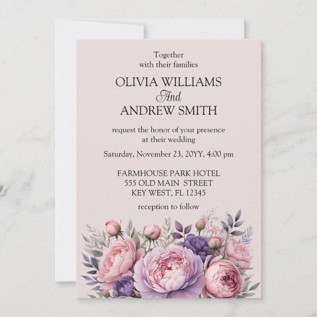 Invitación Tipografía elegante personalizado contra un rosa s (Anverso)