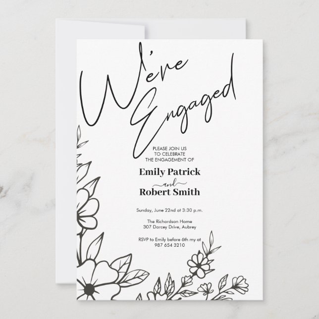 Invitación Tipografía elegante que estamos comprometidos (Anverso)