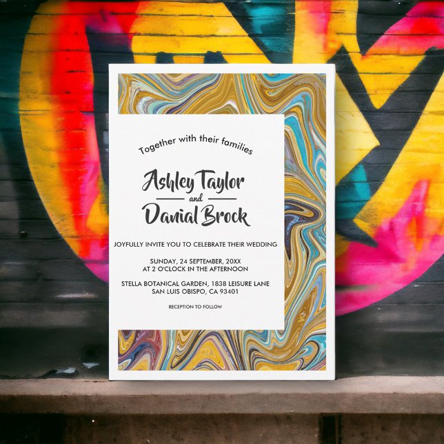 Invitación Tipografía Elegante Resumen Boda Artístico Simple (Subido por el creador)