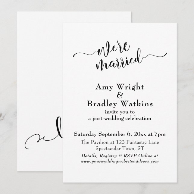 Invitación Tipografía elegante sutil celebración post boda (Anverso / Reverso)