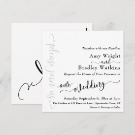 Invitación Tipografía elegante sutil negra sobre blanco Boda