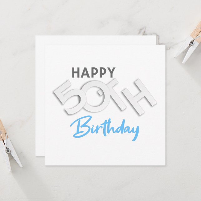 Invitación Tipografía elegante y feliz cumpleaños 50 (Anverso/Reverso In Situ)