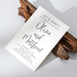 Invitación Tipografía en blanco y negro para boda con QR