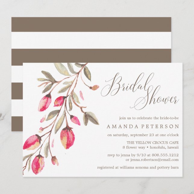 Invitación Tipografía en flor boda Brunch (Anverso / Reverso)