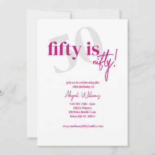 Invitación Tipografía en negrita con caligrafía 50 Cumpleaños