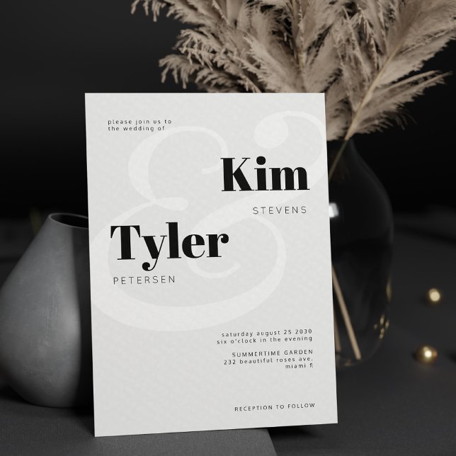 Invitación Tipografía en negrita en blanco y negro boda (Subido por el creador)