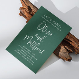 Invitación Tipografía esmeralda verde boda guión + QR