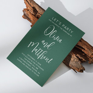 Invitación Tipografía esmeralda verde boda guión + QR