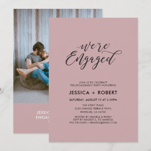 Invitación Tipografía "Estamos comprometidos" Foto Fiesta de 