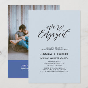 Invitación Tipografía "Estamos comprometidos" Foto Fiesta de