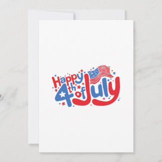 Invitación Tipografía Feliz 4 de Julio Rojo, Blanco y Azul