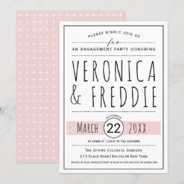 Invitación Tipografía fiesta de compromiso de bodas rosados