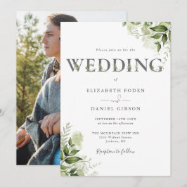 Invitación Tipografía floral de vegetación Foto Boda