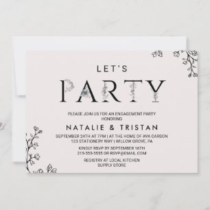 Invitación Tipografía floral Seamos Fiestas