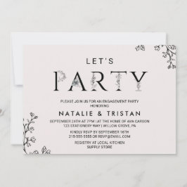 Invitación Tipografía floral Vamos a la fiesta