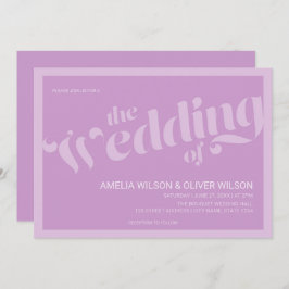 Invitación Tipografía floreciente Lavender Lilac Boda