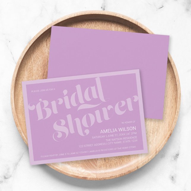 Invitación Tipografía floreciente Lavender Lilac Bridal Showe (Subido por el creador)