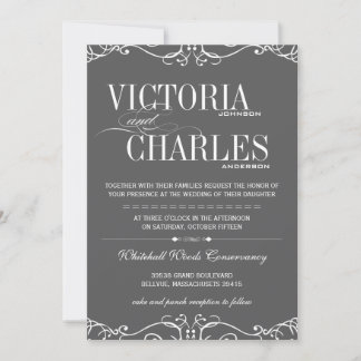 Invitación Tipografía gris moderna de época o cualquier color