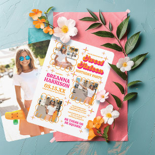 Invitación Tipografía Groovy Retro 70 Dulce Dieciséis