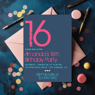 Invitación Tipografía Grunge Moderna de Cumpleaños
