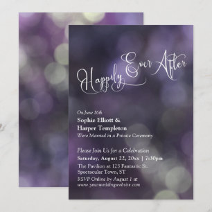 Invitación Tipografía "Happily Ever After" con Luz Bokeh Púrp