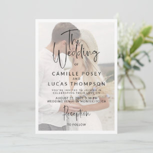 Invitación Tipografía Informal Moderna Foto Boda