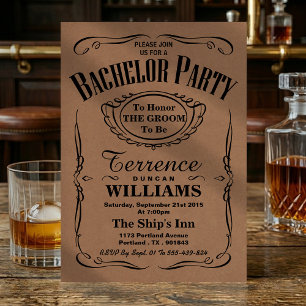 Invitación Tipografía Kraft de moda Fiesta de Soltero