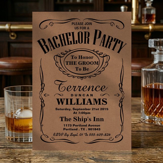 Invitación Tipografía Kraft de moda Fiesta de Soltero (Subido por el creador)