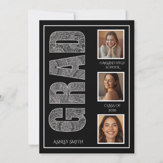 Invitación Tipografía Lateral para Fiesta de Graduación Moder