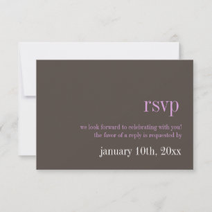 Invitación Tipografía lila gris acero chic respuesta de boda