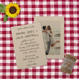 Invitación Tipografía manuscrita casual Kraft Photo