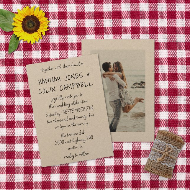 Invitación Tipografía manuscrita casual Kraft Photo (Subido por el creador)