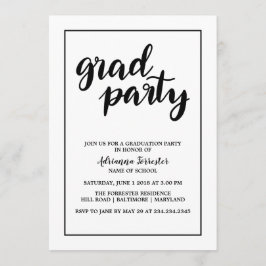 Invitación Tipografía manuscrita del Fiesta de grado simple y