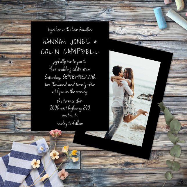 Invitación Tipografía manuscrita en blanco y negro (Subido por el creador)