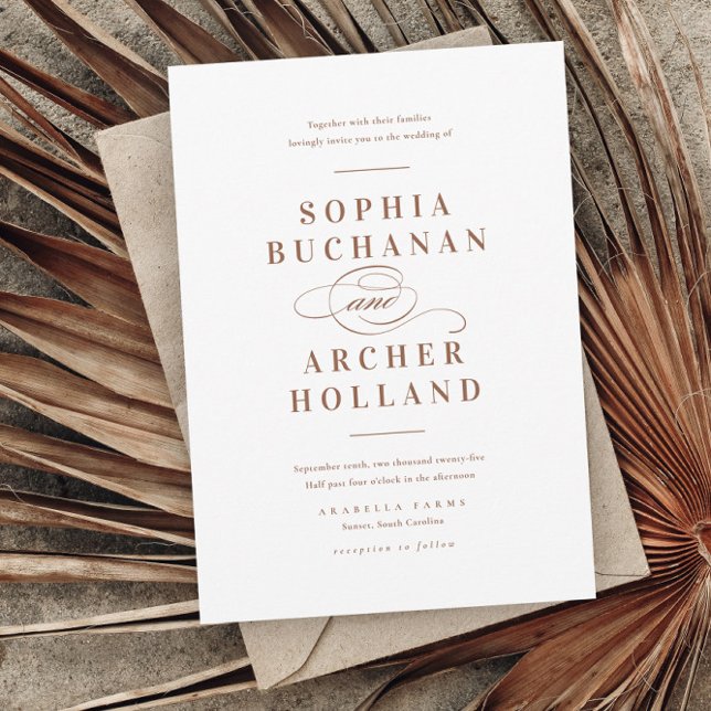 Invitación Tipografía manuscrita romántica Terracotta Boda (Subido por el creador)