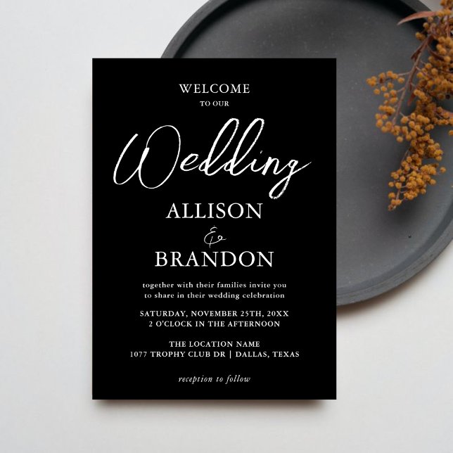 Invitación Tipografía manuscrita única Boda blanco negro (Subido por el creador)