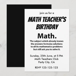 Invitación Tipografía Matemática Cumpleaños de Profesores de