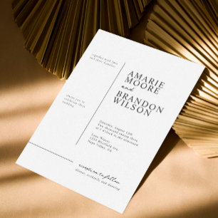 Invitación Tipografía mínima Boda blanco y negro