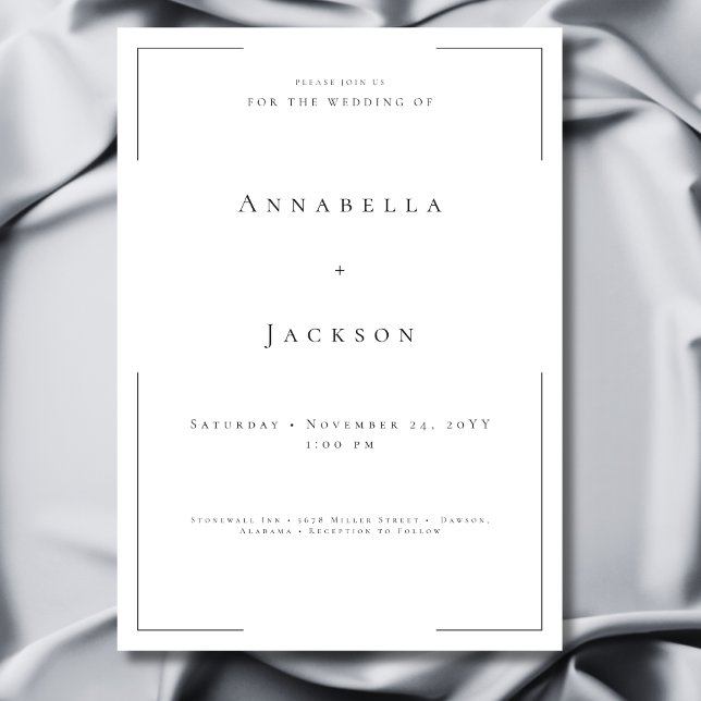 Invitación Tipografía mínima Boda blanco y negro (Minimal Typography Black & White Wedding Invitation)