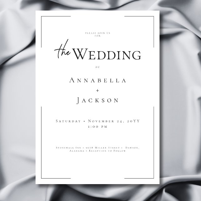 Invitación Tipografía mínima Boda blanco y negro (Minimal Typography Black & White Wedding Invitation)