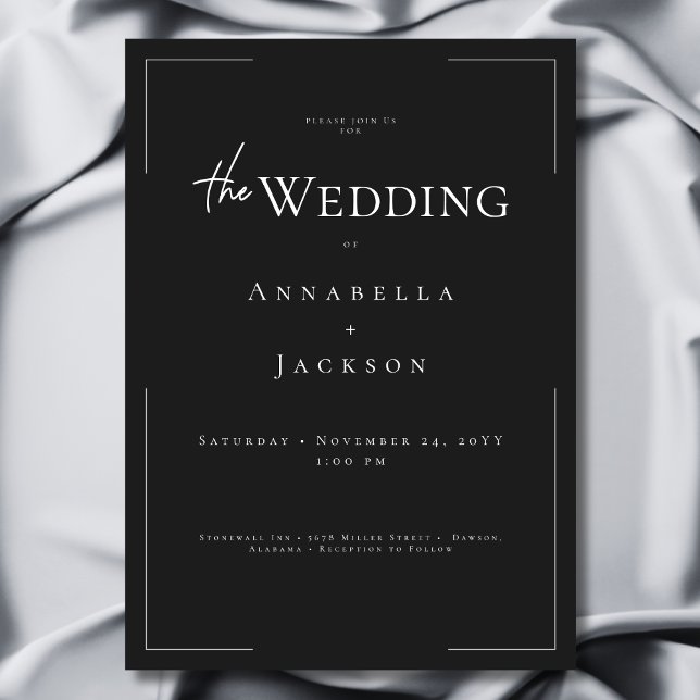 Invitación Tipografía mínima Boda blanco y negro (Minimal Typography Black & White Wedding Invitation)